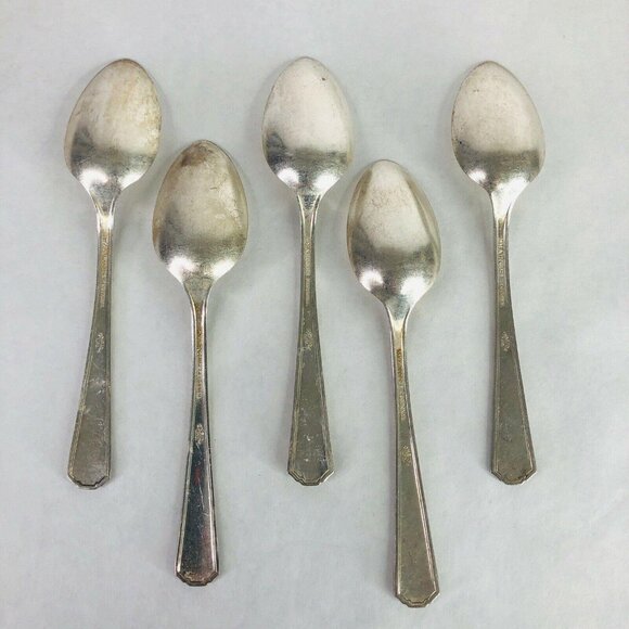 5 Teaspoons Wm A Rogers Oneida Sectional Lido Pattern Spoon Silverplate VTG Lot - Picture 11 of 11
